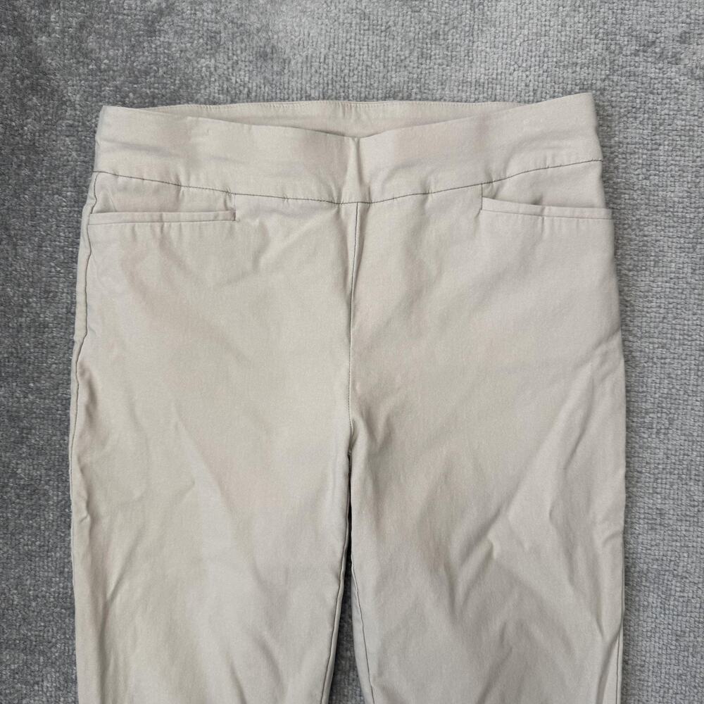 Chico's Pants Womens 4 Beige Stretch Pull On Capri Straight Leg Twill Casual - Picture 2 of 12